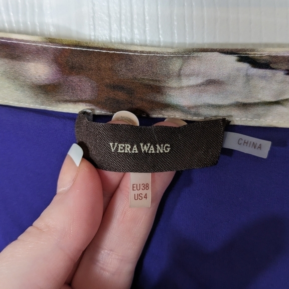 Vera Wang Rare 2012 Runway Silk Psychedelic Watercolor High-Low Skirt‎ Size 4 - Picture 3 of 11
